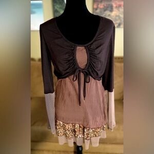 Bai Amour French dress sz L (M) - NWT -layered varied fabrics & long sleeves